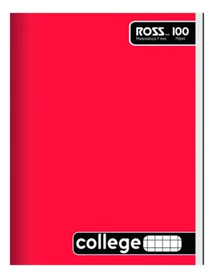 Cuaderno Escolar Ross College Liso 100 Hojas Rojo