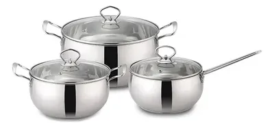 Batería De Cocina Acero Inoxidable 6 Piezas