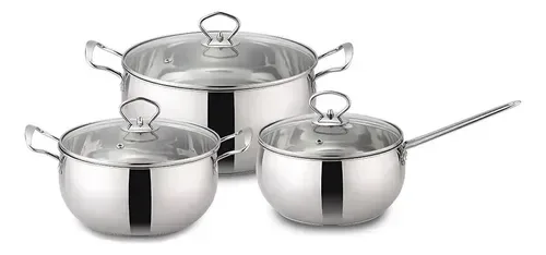 Batería De Cocina Acero Inoxidable 6 Piezas