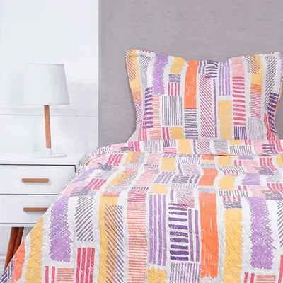 Quilt Reversible Cordoba 1.5 Plaza Poliéster Coral Claro