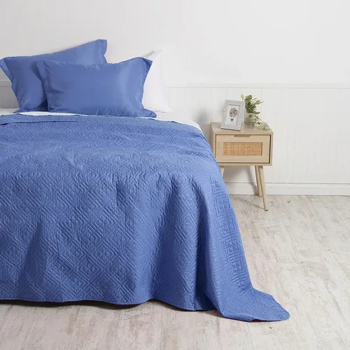 Quilt Reversible 2 Plazas Poliéster Azul Azul