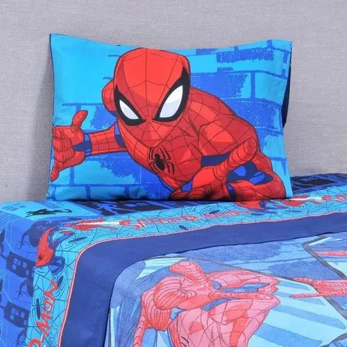 Set De Sábanas Microfibra Single Spiderman Verde Oscuro