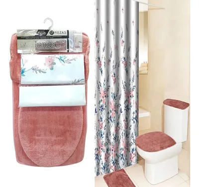 Set De Baño Esparta 17 Piezas Poliéster Coral Claro