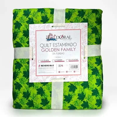 Quilt Hotpress Reversible 1.5 Plazas Poliéster Verde