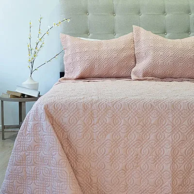 Quilt Bubbly 2 Plazas Poliéster Rosa Pastel Coral Claro