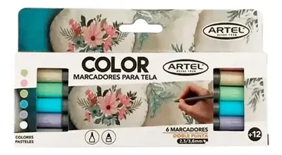 Marcadores De Tela Colores Pasteles Doble Punta