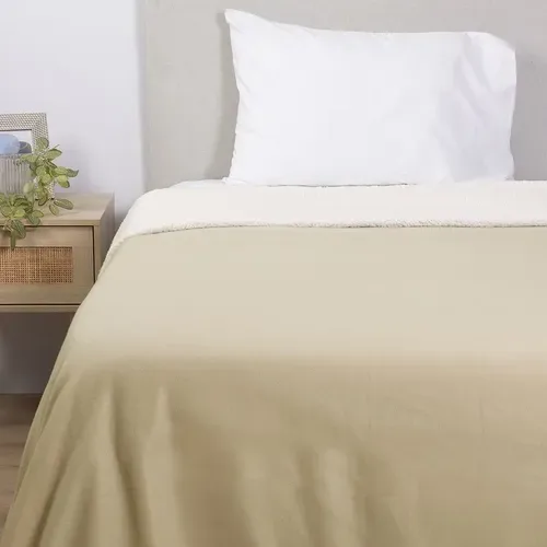 Frazada Polar Sherpa Suave 1.5 Plazas Beige