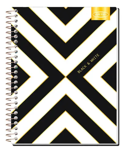 Cuaderno Espiral 150 Hojas Tapa Dura Tres Materias Negro Y Blanco