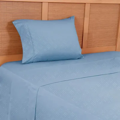 Set De Sábanas Microfibra Embossed 1.5 Plazas Azul