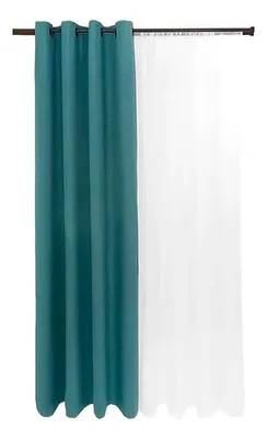 Cortina Blackout Térmico Lino 140x220 Poliéster Turquesa