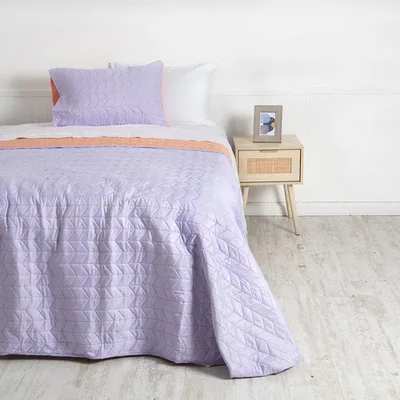 Quilt Bicolor Liso 220x240 Cm Poliéster Coral Claro