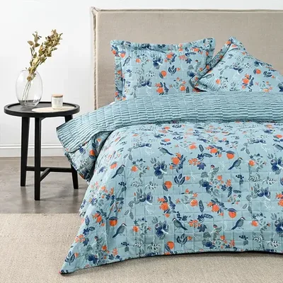 Quilt Cubrecama 2.5 Plazas Microfibra Estampado Coral Claro