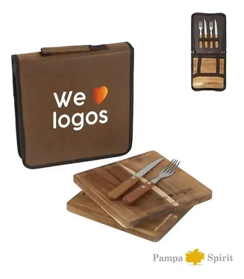 Set De Asado Criollo Con Cubiertos Y Tablas De Madera De