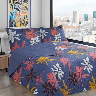 Quilt Estampado De 2.5 Plazas Con Fundas De Poliéster