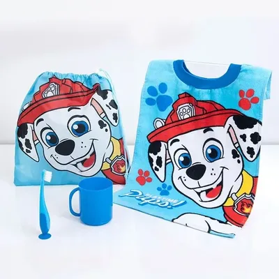 Toalla Escolar De Algodón Con Cuello Y Bolsa Paw Patrol Niño Coral Claro