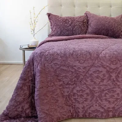 Cubrecama Plush Sherpa 2.5 Plazas Con Fundas