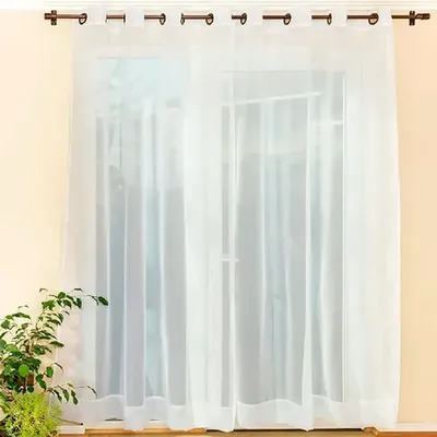 Cortina Velo Argolla De Poliéster Beige Beige