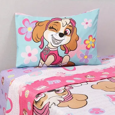 Juego De Sábanas Microfibra Single Para Niña Paw Patrol Sky