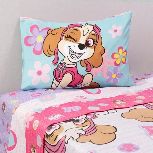 Juego De Sábanas Microfibra Single Para Niña Paw Patrol Sky