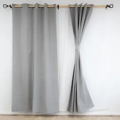 Cortina Blackout Térmica De Poliéster 6 Piezas Gris