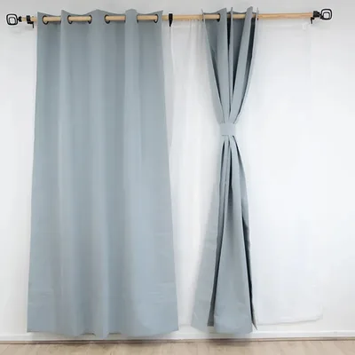 Combo Cortinas Blackout Tpu Gris Perla