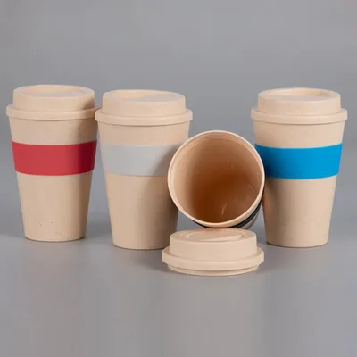 Vaso De Fibra De Trigo Con Tapa Coral Claro