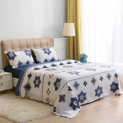 Sábana Polar Composé 1.5 Plazas Flor Azul Blanco