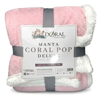 Manta Sherpa Térmica De Poliéster Rosado Coral Claro