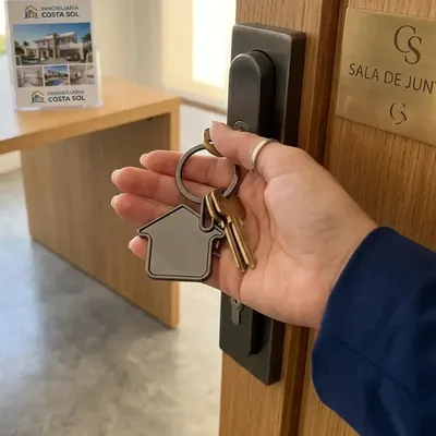 Llavero Metálico Con Forma De Casa Para Inmobiliario Negro