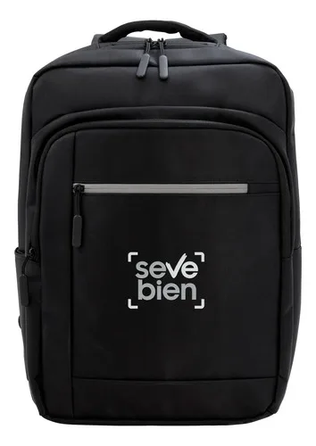 Mochila Ejecutiva De Poliéster Con Bolsillo Para Notebook Negro