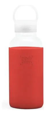 Botella De Vidrio Borosilicato Con Manga Antideslizante Rojo