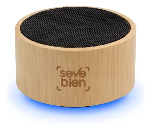Parlante Bluetooth De Bambú Natural Con Malla Metálica