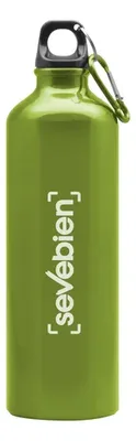 Botella De Aluminio Con Tapa Plástica Y Gancho Metálico Verde