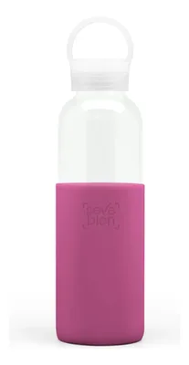 Botella De Vidrio Borosilicato Con Manga Antideslizante Fucsia