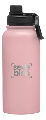 Termo De Acero Inoxidable 1000 Ml Con Tapa Antiderrame Rosa