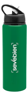 Botella De Aluminio Con Manija Y Tapa De Plástico Verde