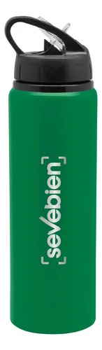 Botella De Aluminio Con Manija Y Tapa De Plástico Verde