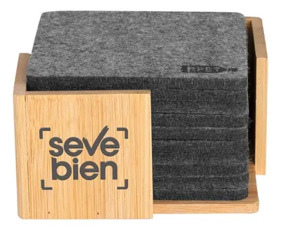 Posavasos De Rpet Con Soporte De Bambú Corporativo Gris