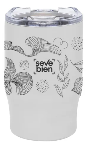 Taza De Acero Inoxidable Doble Pared Con Tapa Negro