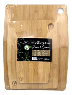 Set De 3 Tablas De Bamboo Rectangular Para Cocina