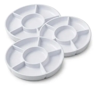 Bandeja Redonda Plástica Con Divisiones 31cm Blanca