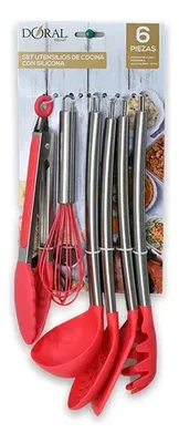 Set De Utensilios De Cocina Silicona 6 Piezas Rojo