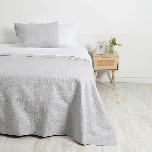 Quilt Portugal Microfibra 1.5 Plazas Reversible Gris
