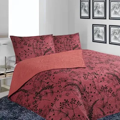 Quilt Hotpress Estampado 1.5 Plazas Poliéster Coral Claro