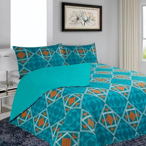 Quilt Estampado 2 Plazas Geometría Poliéster Coral Claro