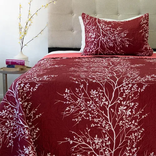 Quilt Hotpress Estampado 1.5 Plazas Poliéster Coral Claro