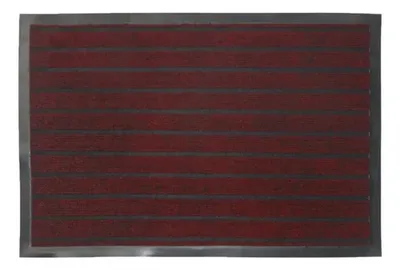 Alfombra Limpiapiés Poliéster Franjas Rojo Negro Coral Claro