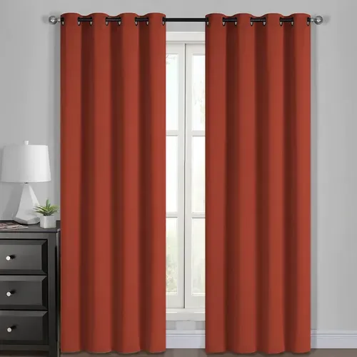 Set De Cortinas Lisboa Jacquard Poliéster 4 Piezas Terracota
