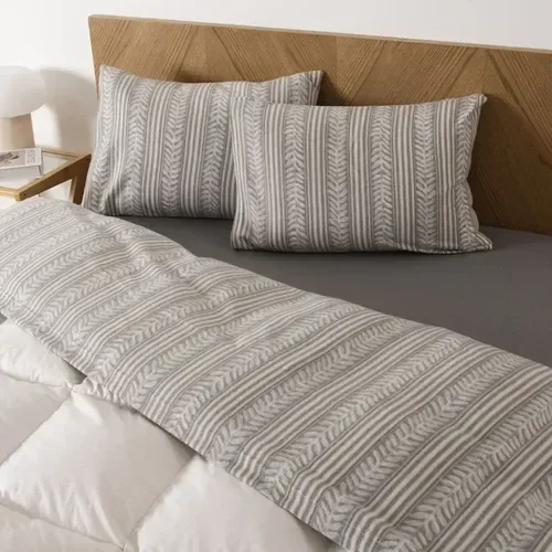 Set De Sábanas Polar Estampadas King Térmicas Verde Oscuro