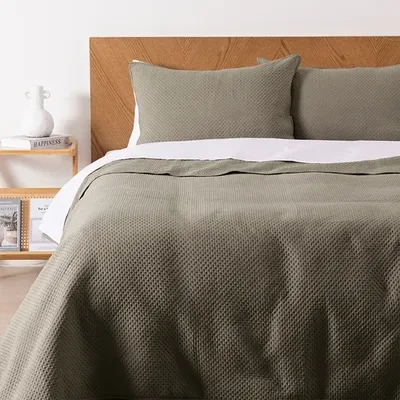 Quilt Acolchado De 2.5 Plazas En Poliéster Verde Verde